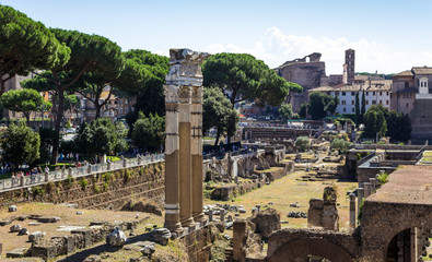 Canvas Print - ancient ruins of roman forum in Rome, Lazio, Italy