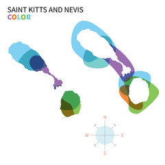 Abstract vector color map of Saint Kitts and Nevis