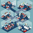 Isometric Office People vector detailed illustration