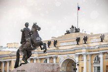 View Of The Statue Of The Bronze Horseman In Saint Petersburg In