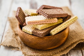 White and Black Wafer Biscuits on White Table 