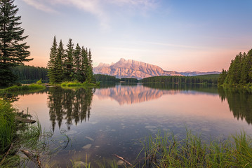 Sunrise on Two Jack Lake, Banff National Park, Alberta, Canada