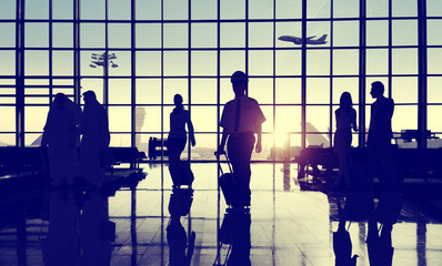 Canvas Print - Back Lit Business People Traveling Airport Passenger Concept