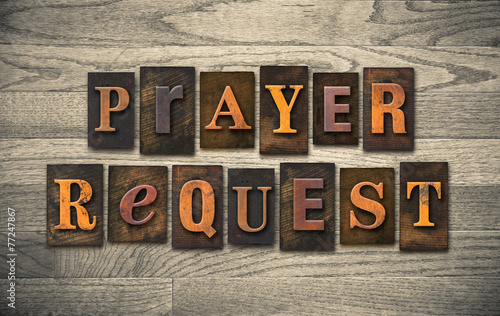 Fotomural Prayer Request Wooden Letterpress Concept