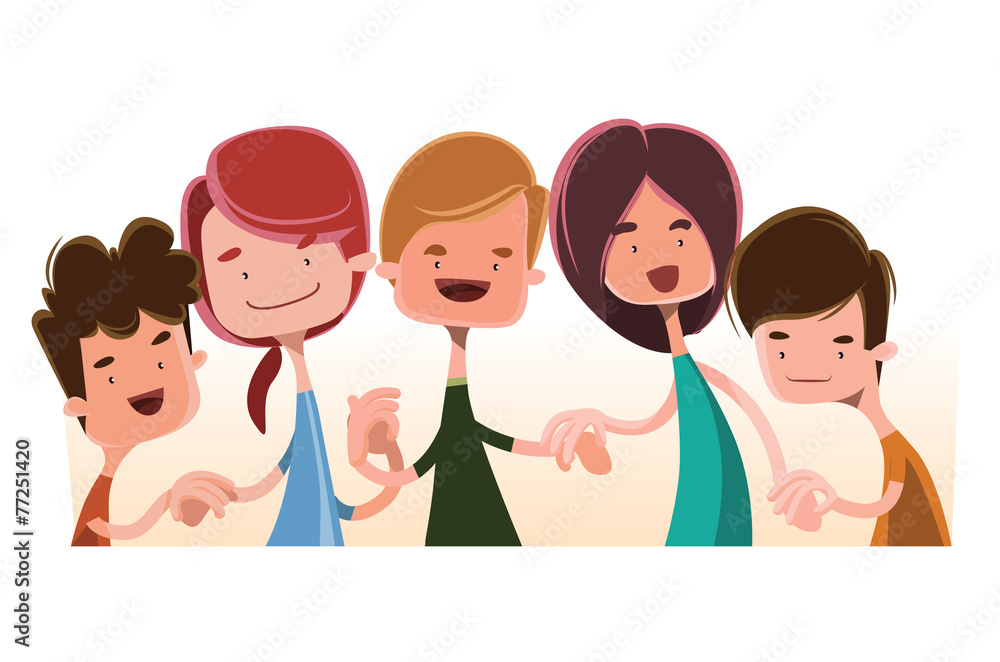 Children holding hands vector illustration cartoon character Stock ...