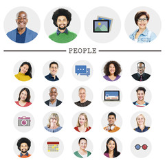 Sticker - Diverse Multi Ethnic People Technology Media Concept