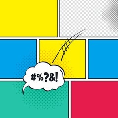 Wall Mural - comic template element with speech bubble halftone art