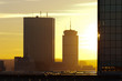 Boston skyscrapers at sunset