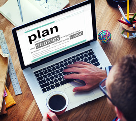 Wall Mural - digital online plan business office working concept