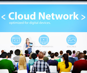 Wall Mural - Cloud Digital Network Online Office Working Concept