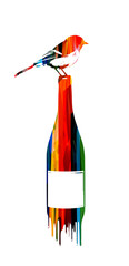 Wall Mural - Colorful bottle design with bird