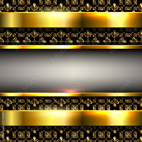 Abstract gold background with floral ornaments.