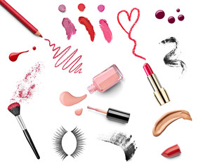 Wall Mural - make up beauty lipstick nail polish liquid powder mascara pencil