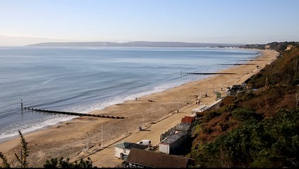 Canvas Print - View west Bournemouth beach and coast Dorset England UK