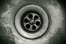 Drain Hole In The Kitchen Sink Close-up