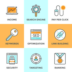 Wall Mural - SEO and web optimization line icons set