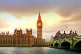 Fototapeta Big Ben - London, Big Ben and houses of parliament in night lights