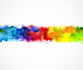 Aufkleber - Bright watercolor stains. Rainbow blend.