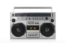 Retro Ghetto Blaster Isolated On White With Clipping Path