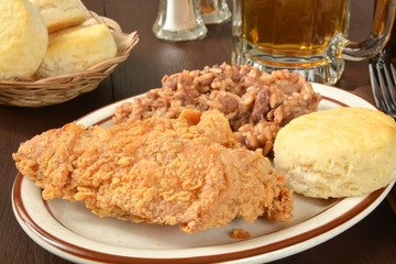 Canvas Print - Chicken dinner with beer