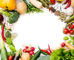 Wall Mural - vegetables on a white