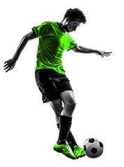 Wall Mural - soccer football player young man dribbling silhouette