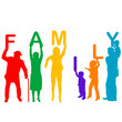 © hibrida - Family concept with colored silhouettes of children and parents