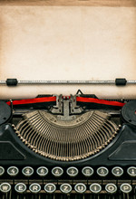 Antique Typewriter With Aged Textured Paper Sheet