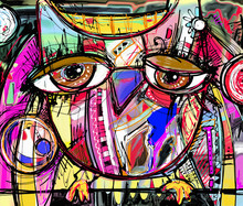 Abstract Digital Painting Artwork Of Doodle Owl