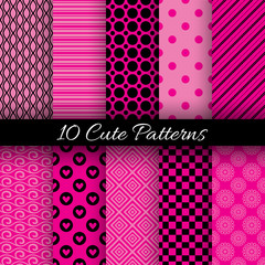 Wall Mural - cute abstract geometric bright seamless patterns