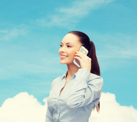 Sticker - young smiling businesswoman with smartphone