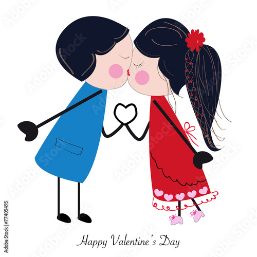 Kissing Couple Holding Hand With Heart Greeting Card Buy This