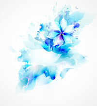 Light Abstract Blue Poster With Flower