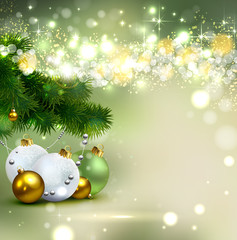 Poster - shine Christmas background with evening balls