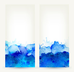 Aufkleber - set of two banners, abstract headers with blue blots