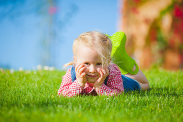 Spring fun and cute little girl smiling