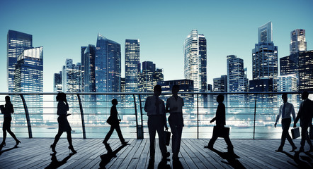 Wall Mural - Commuter Business City Cityscape Corporate Colleagues Concept