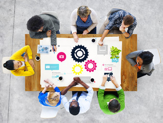 Sticker - Team Teamwork Cog Functionality Technology Business Concept