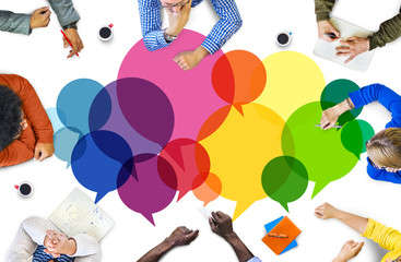 Wall Mural - casual people message talking communication concept