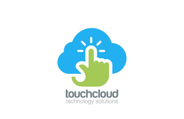 Poster - Hand Touch Cloud computing Logo design vector