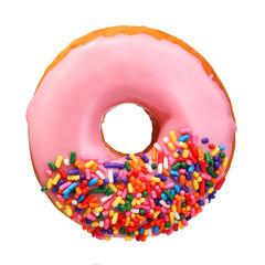 Donut with sprinkles isolated on white background