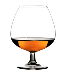 Glass with cognac on white background isolated