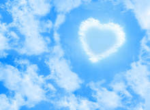 Heart Cloud Shape On Blue Sky Background