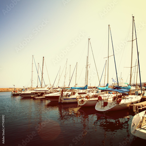 Fotoboard na płycie Crete port, łodzie i morze, wrażenia Grecji
