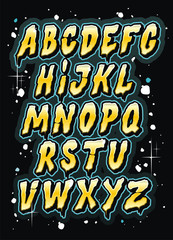 Wall Mural - Hand drawn comics style letttering font. Vector alphabet