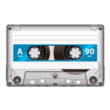Retro Cassette Tape Isolated On White Vector