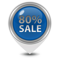 Wall Mural - Sale eighty percent pointer icon on white background