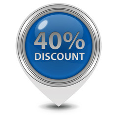 Wall Mural - Discount forty percent pointer icon on white background