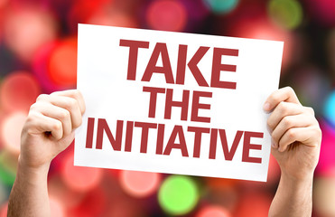 Wall Mural - Take the Initiative card with colorful background