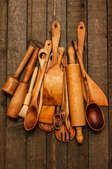 Wall Mural - Wooden kitchen utensils